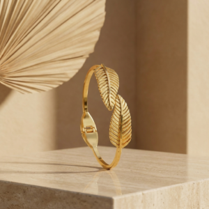 Gilded Botanical Leaf Statement Bracelet